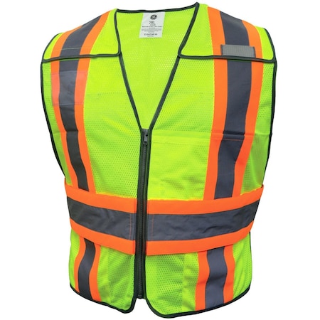 Ge Green 5 POINT Breakaway Safety Vest, 5 Pockets 2XL GV084G2XL